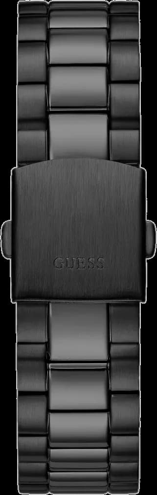 Boîtier Guess GW0265G4 rond en acier noir, lunette lisse polie, verre saphir, profil épais et sportif