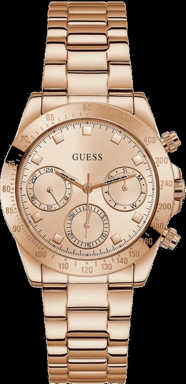 Montre Guess GW0314L3 au cadran texturé argenté et boîtier acier rose gold, style raffiné