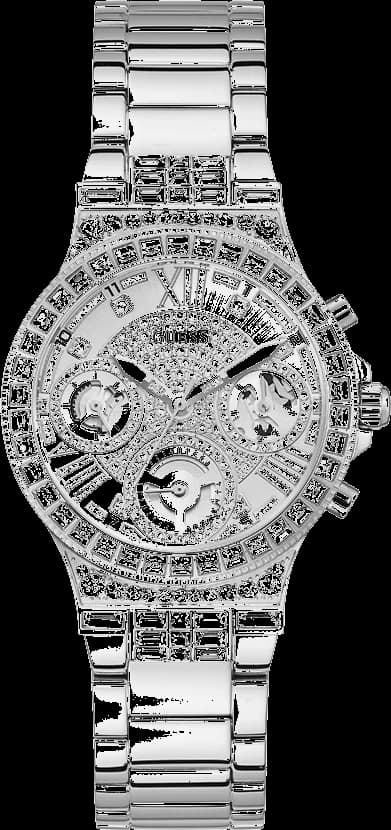 Montre Femme Guess Moonlight GW0320L1 bracelet argent en acier boitier orné de strass