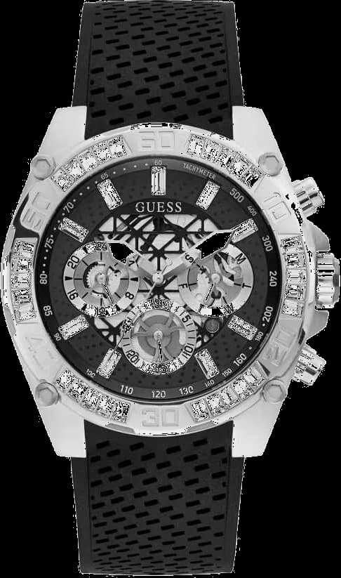 Montre Homme Guess Trophy GW0333G1 bracelet silicone noir cadran multifonction