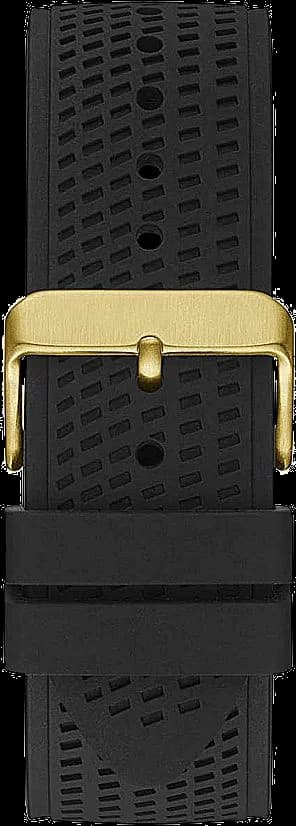 Bracelet Guess GW0333G2 en silicone noir texturé, boucle ardillon signée Guess, confortable et résistant pour un usage quotidien