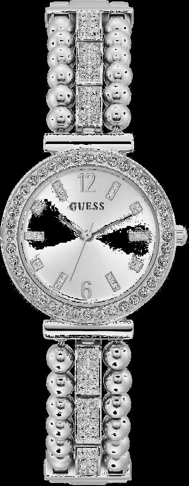 Montre Guess GW0401L1 au cadran argenté lumineux orné de strass, style glamour féminin