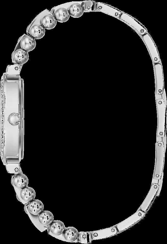 Cadran Guess GW0401L1 avec index strass et aiguilles argentées, guichet date à 3h