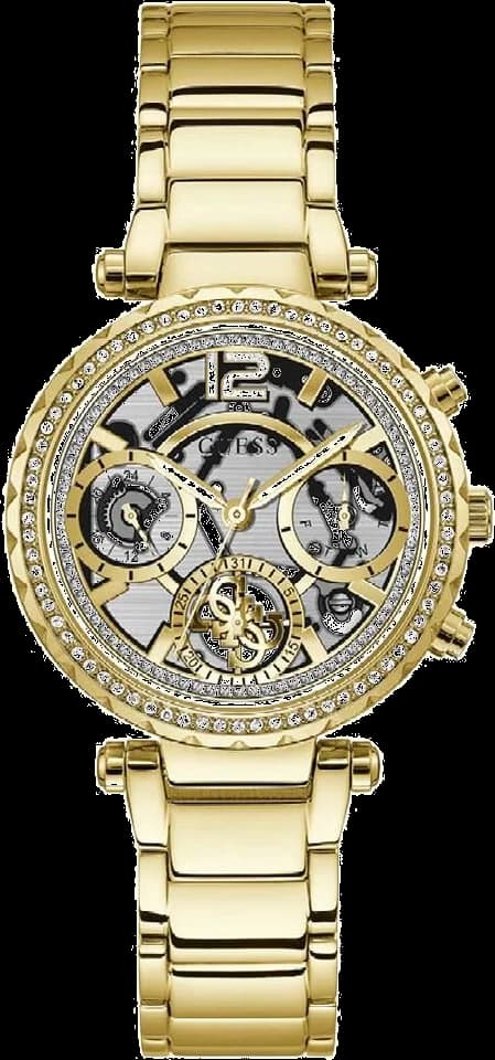 Montre Guess GW0403L2 au cadran squelette doré, acier, style élégant et moderne pour femme