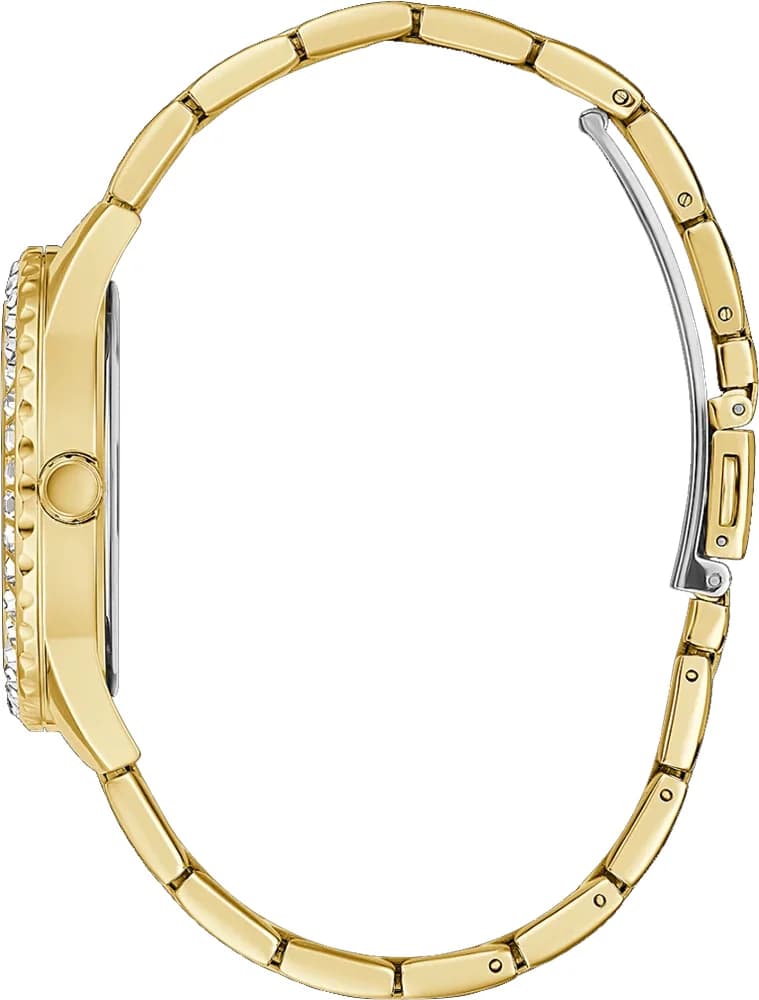 Bracelet Guess GW0405L2 en acier doré avec maillons brillants, fermoir déployante sécurisé