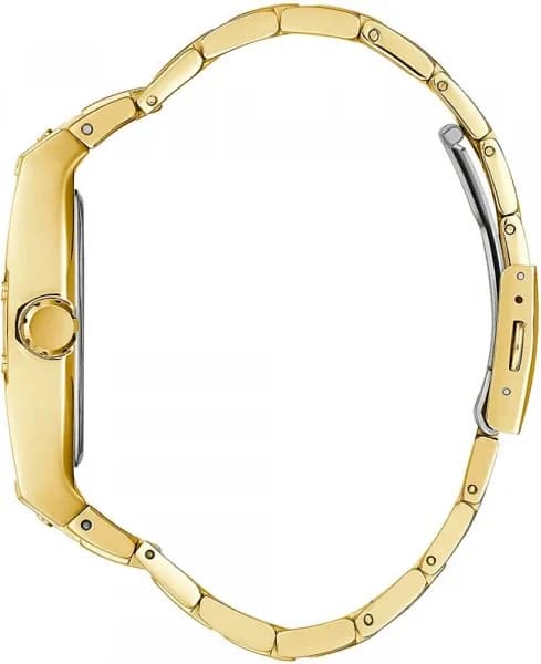 Cadran Guess GW0456G2 blanc à trois compteurs, aiguilles dorées et index bâtons, design élégant et moderne