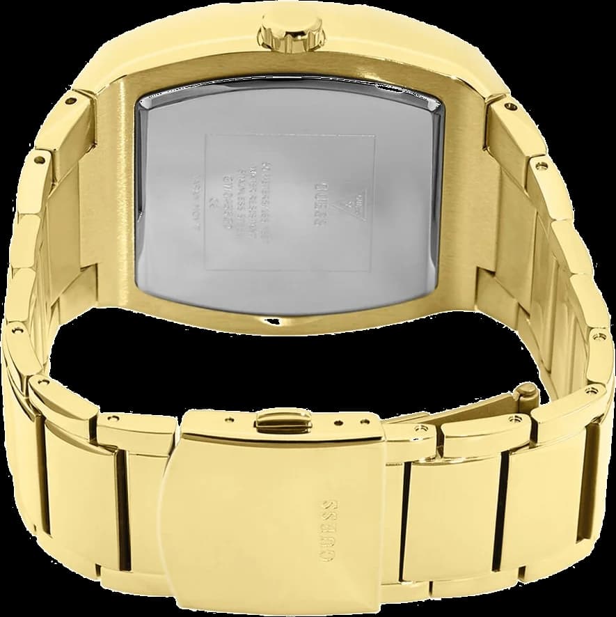 Boîtier Guess GW0456G2 rond en acier doré, lunette lisse, profil fin et raffiné, verre minéral protecteur