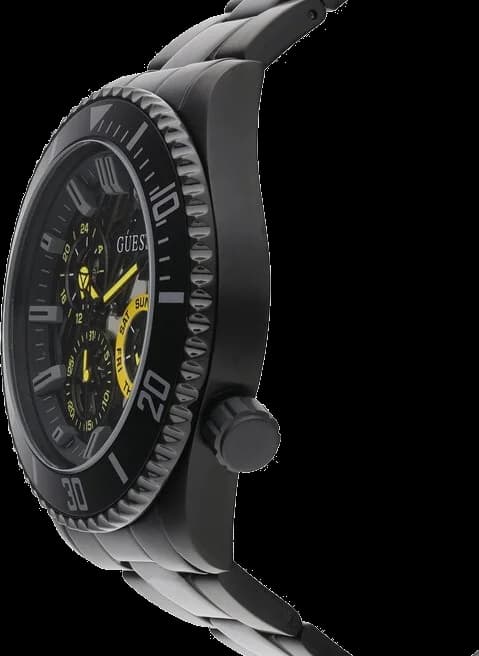 Bracelet Guess GW0488G3 en acier noir brossé avec maillons en H, fermoir déployant double sécurité