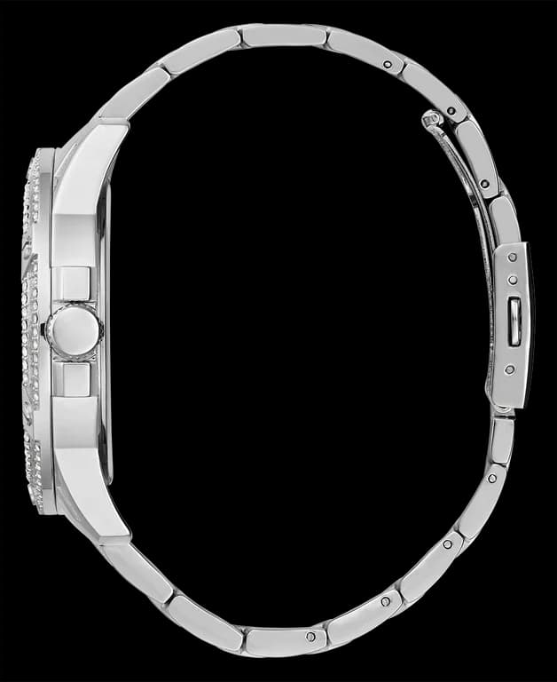 Montre Homme Guess King GW0497G1 bracelet acier argent boitier orné de strass vue 3
