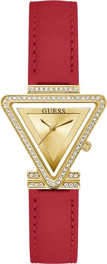 Montre Femme Guess Fame GW0504L2 Boîtier Triangle Doré et Cuir Rouge