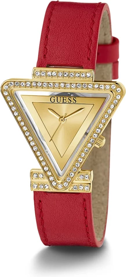 Montre Femme Guess Fame GW0504L2 Boîtier Triangle Doré et Cuir Rouge vue 5