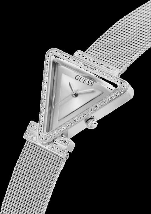 Bracelet Guess GW0508L1 argent en acier inoxydable maillé, fermoir déployante, finition brillante