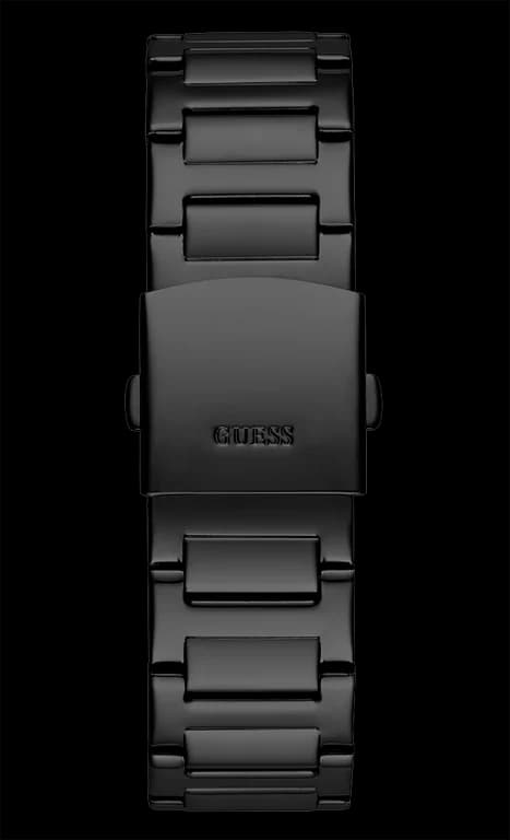 Boîtier Guess GW0576G3 rond en acier noir, lunette lisse et verre minéral, profil épais