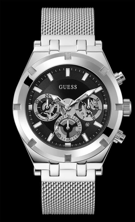 Montre Homme Guess Continental GW0582G1 bracelet maille milanaise cadran noir multifonction