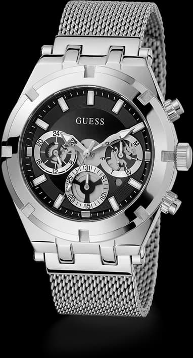 Montre Homme Guess Continental GW0582G1 bracelet maille milanaise cadran noir multifonction vue 2