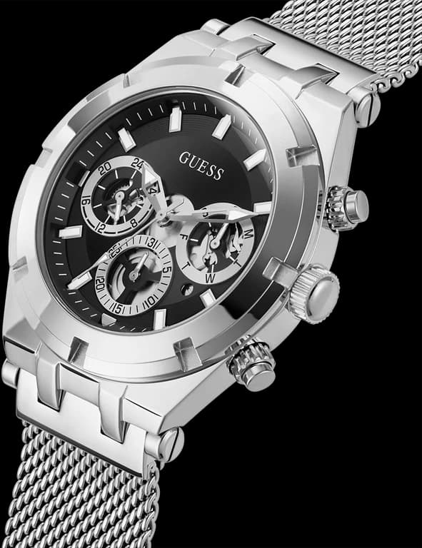Montre Homme Guess Continental GW0582G1 bracelet maille milanaise cadran noir multifonction vue 3