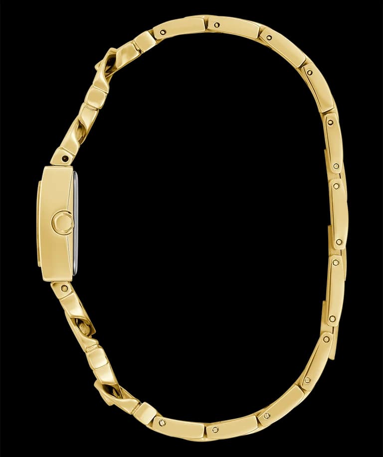 Bracelet Guess GW0603L2 en acier doré maillons milanais, fermoir déployante double sécurité