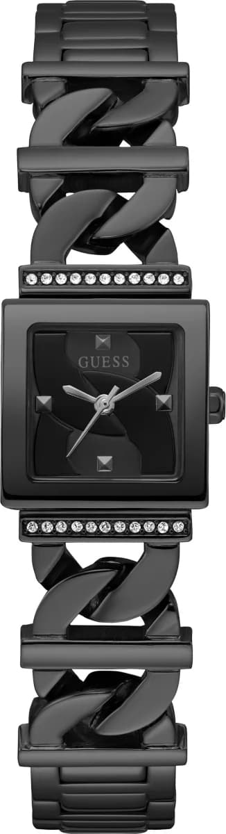 Montre Guess GW0603L3 au cadran carré noir, acier inoxydable et style moderne pour femme