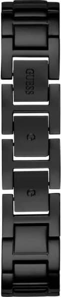Boîtier Guess GW0603L3 carré en acier noir, lunette lisse, épaisseur fine et profil élégant
