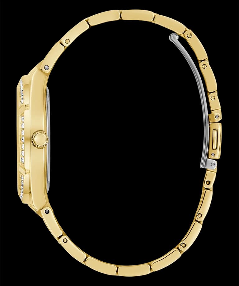 Bracelet Guess GW0604L2 en acier doré avec maillons lisses, fermoir déployant et finition brillante pour un look raffiné
