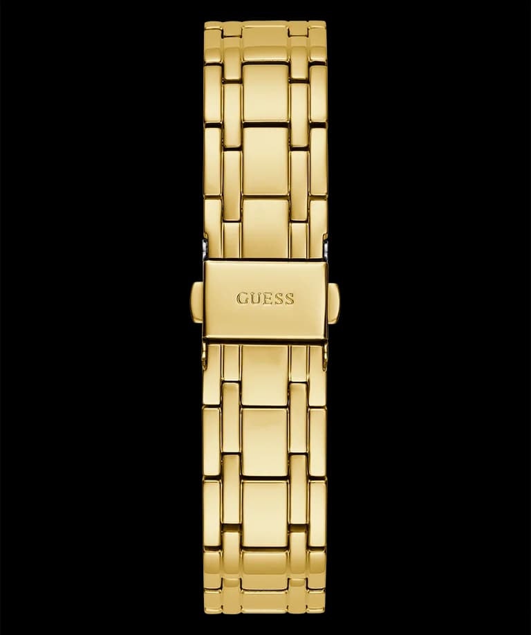 Boîtier Guess GW0604L2 en acier doré de forme ronde, lunette lisse et profil fin pour un confort optimal