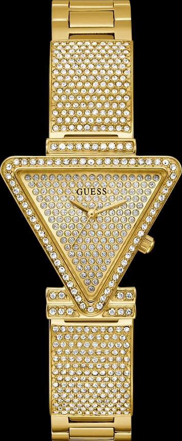 Montre Guess GW0644L2 au cadran blanc nacré avec index dorés et boîtier triangle acier doré