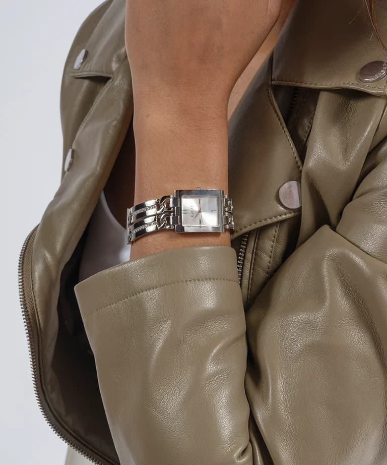 Montre Femme Guess GW0668L1 Acier Argenté Boîtier Carré Cristaux vue 5