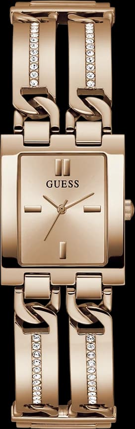 Montre Guess GW0668L3 au cadran blanc nacré, boîtier carré en acier rose gold, index cristaux