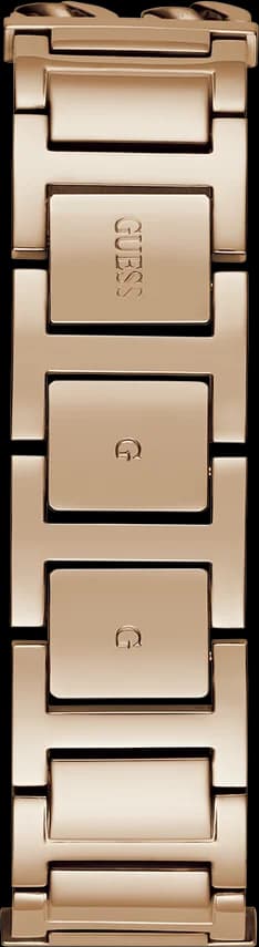 Boîtier Guess GW0668L3 carré en acier rose gold, lunette cristaux, vue profil fin