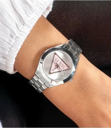 Montre Femme Guess GW0675L1 Acier Argenté Cadran Logo Triangle Rose vue 5