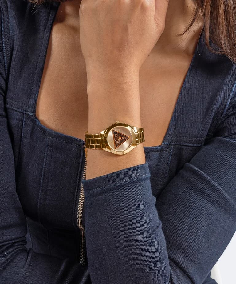 Montre Femme Guess GW0675L2 Acier Doré Logo Triangle Noir vue 5