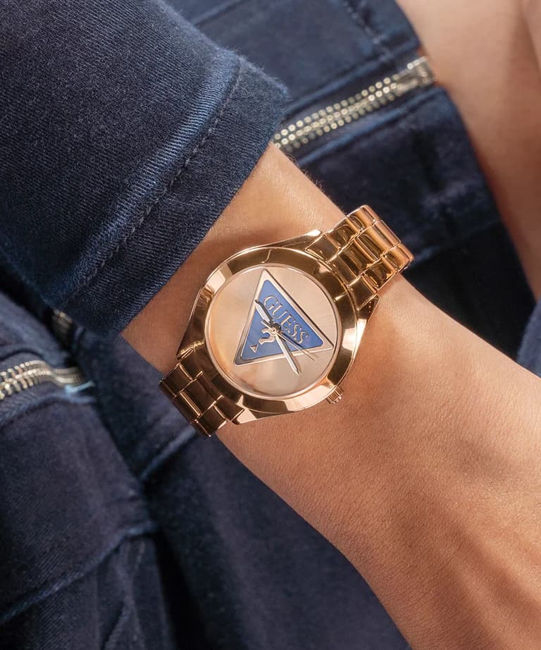 Montre Femme Guess GW0675L3 Acier Rose Gold Cadran Logo Bleu vue 5