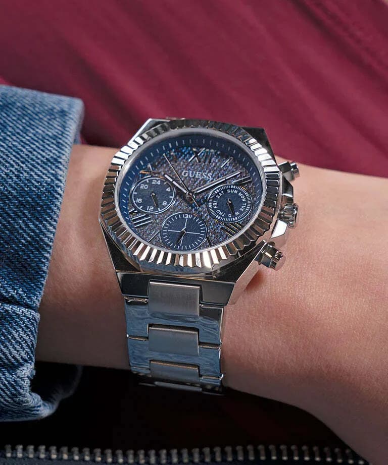 Montre Femme Guess GW0769L1 Acier Argenté Cadran Bleu Effet Denim vue 5