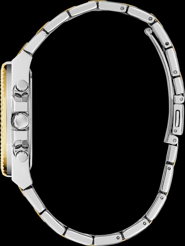 Bracelet Guess GW0769L3 en acier bicolore or et argent, maillons en alternance, fermoir déployante