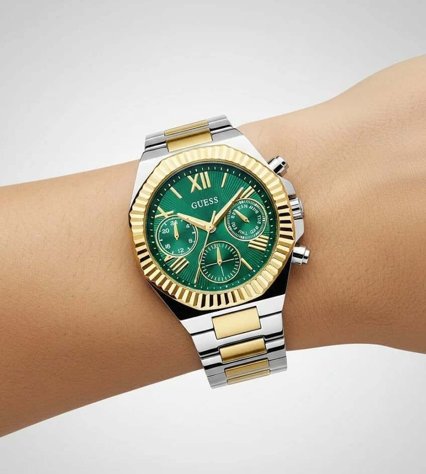 Montre Femme Guess Equality GW0769L4 Acier Bicolore Cadran Vert Multifonctions vue 5