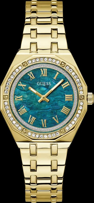 Montre Guess GW0770L2 au cadran vert nacre et boîtier acier doré, style féminin chic
