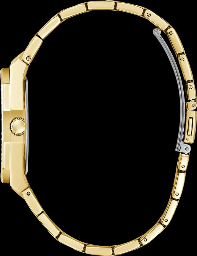 Cadran Guess GW0770L2 au vert nacre avec index dorés et aiguilles fines, élégance naturelle