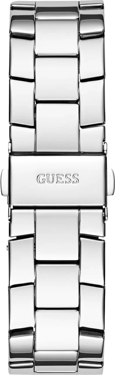 Boîtier Guess GW0771L1 en acier argenté rond de 38mm, lunette ornée de cristaux, profil fin et raffiné