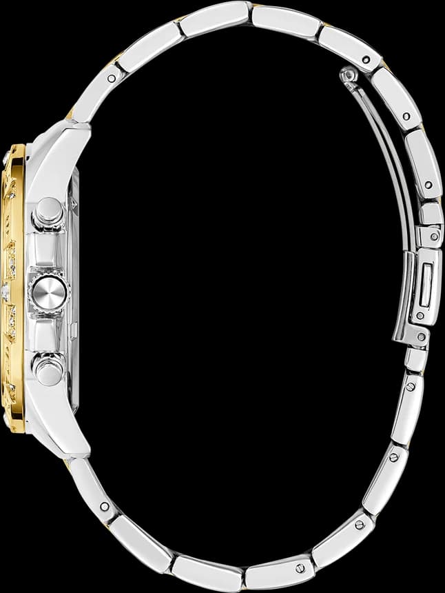 Bracelet Guess GW0771L3 en acier bicolore or et argent, maillons polis et satinés, fermoir déployant sécurisé