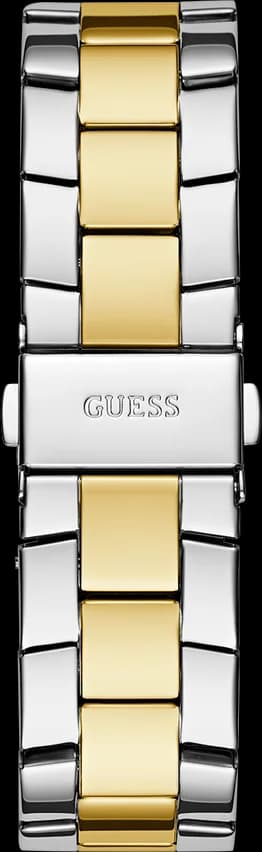 Boîtier Guess GW0771L3 en acier bicolore de 36mm, lunette lisse, couronne crantée, profil fin et raffiné