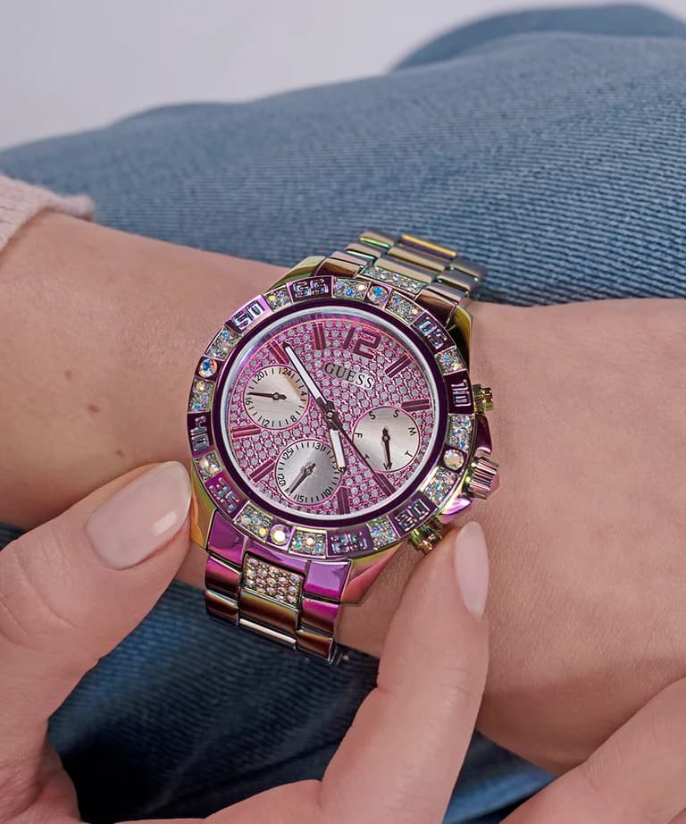 Montre Femme Guess Majesty GW0771L4 Acier Arc-en-ciel et Cristaux vue 5