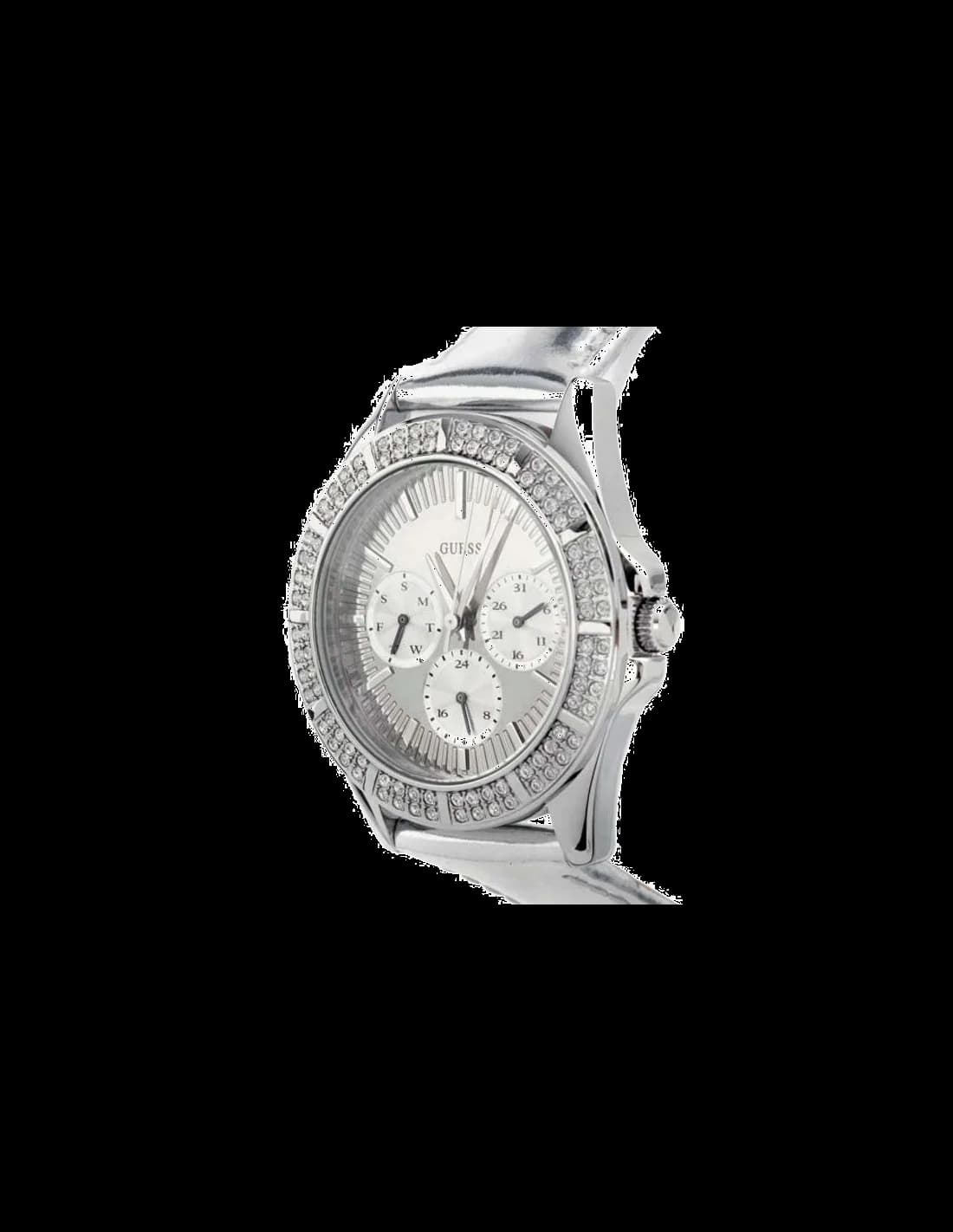 Cadran Guess U11517L1 affiche un guichet date à 3h et un totaliseur 24h à 6h scintillant