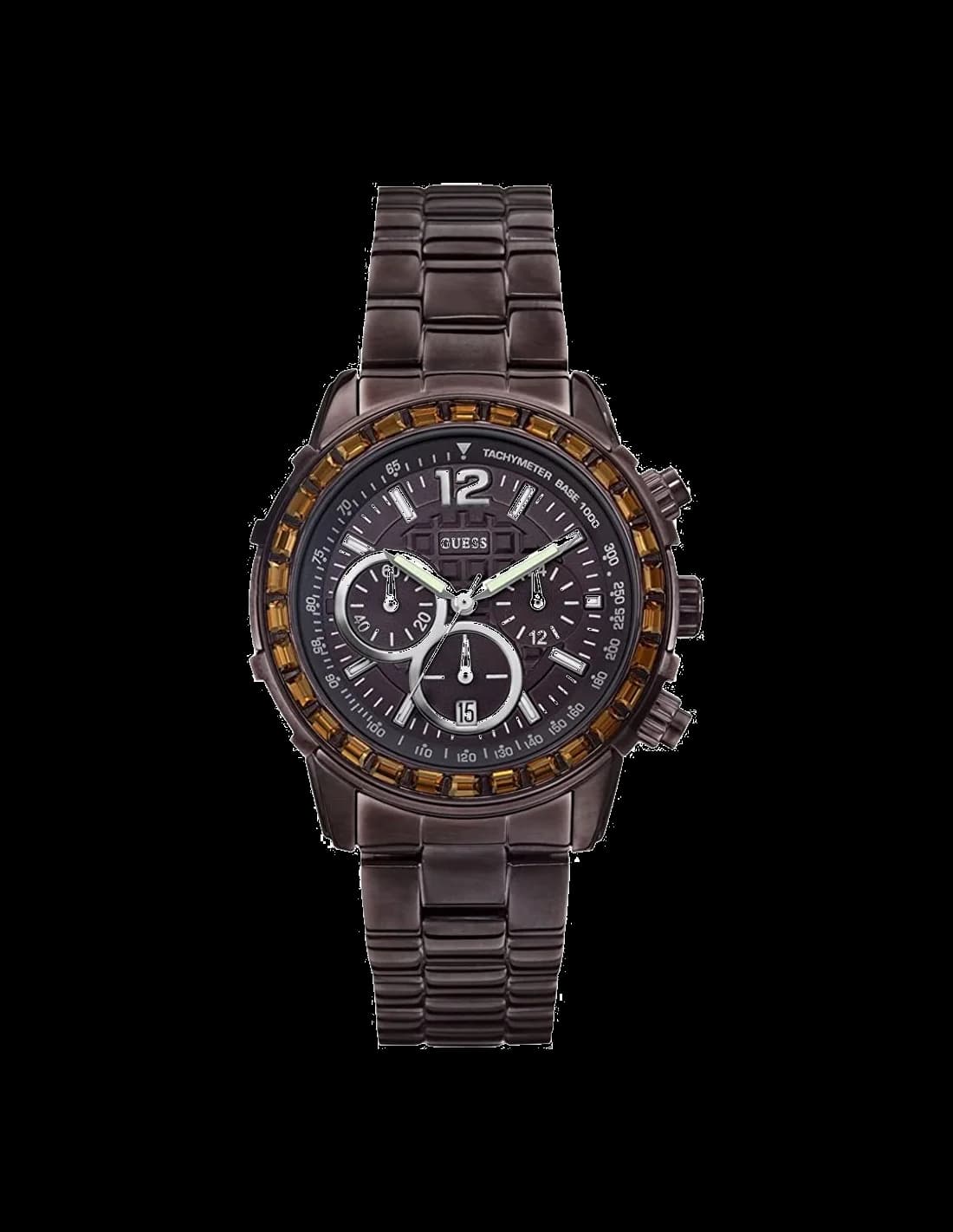 Montre Guess W0016L4 avec cadran blanc et lunette ornée de cristaux, style élégant et raffiné
