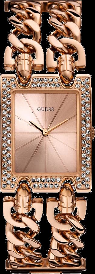 Montre Guess W0072L3 avec cadran blanc nacré et index dorés, style élégant et raffiné
