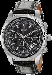Cadran Guess W0500G2 avec compteurs chronographe, aiguilles luminescentes et index blancs sur fond noir