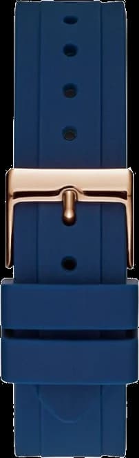 Bracelet Guess W0562L3 en silicone bleu avec boucle ardillon acier rose gold, confort sport chic