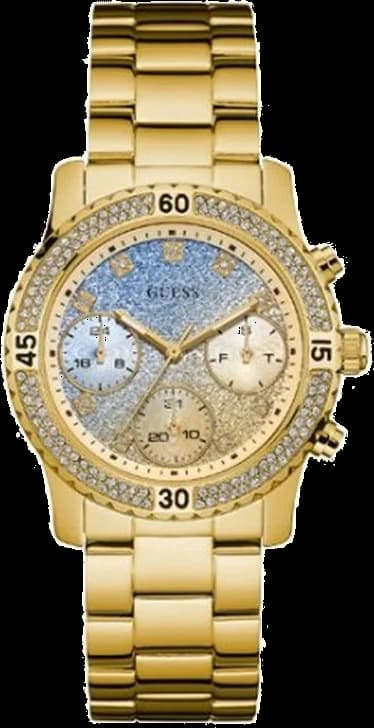 Montre Guess W0774L2 au cadran bicolore confetti, acier doré, style multifonction élégant
