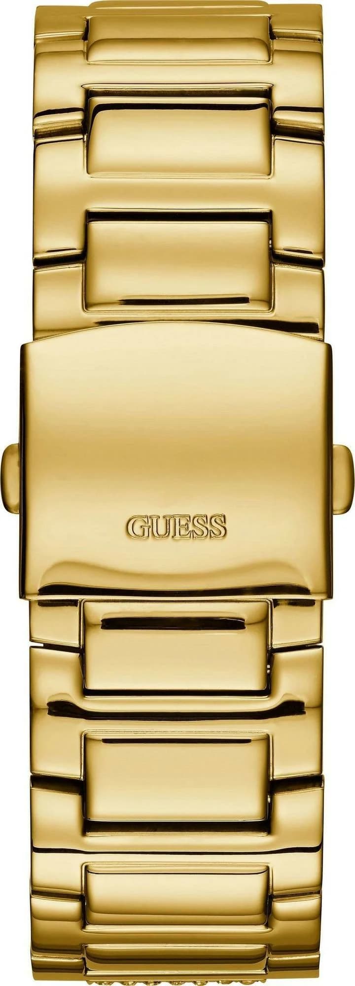 Bracelet Guess W0799G2 en acier doré maillé, fermoir déployant double sécurité, finition polie