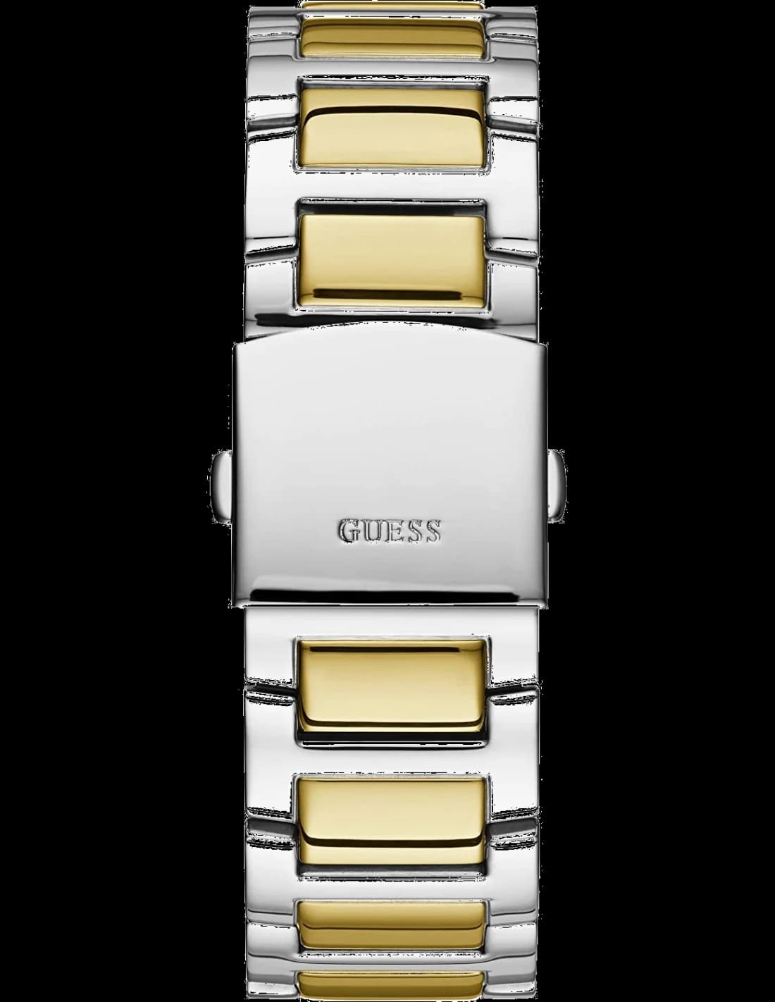 Bracelet Guess W0799G4 en acier inoxydable argenté et doré, maillons polis et satinés, fermoir déployant