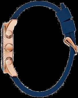 Cadran Guess W0971G3 bleu avec index bâtons et date à 3h, finition soleillée